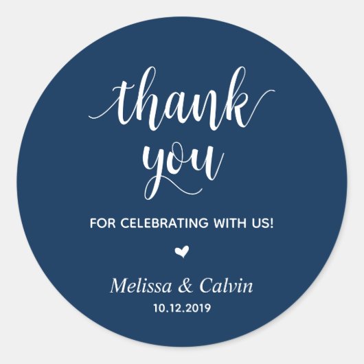 Dank je, vieren met ons, Huwelijkscadeaus Ronde Sticker (Voorkant)