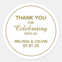 Dank je, vieren met ons, Huwelijkscadeaus Ronde Sticker