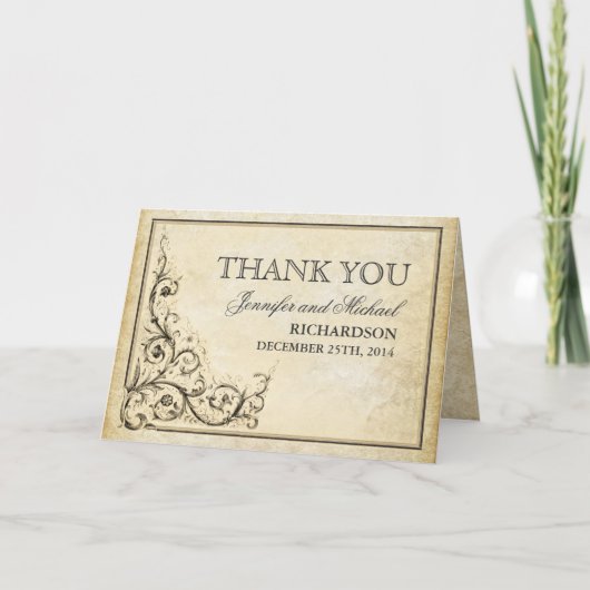 dank je vintage versieringen kaart (Voorkant)