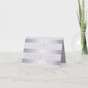 Dank je   Violet Silver Shimmer Stripes Monogram Notitiekaartje
