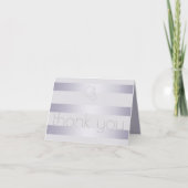 Dank je | Violet Silver Shimmer Stripes Monogram Notitiekaartje (Voorkant)