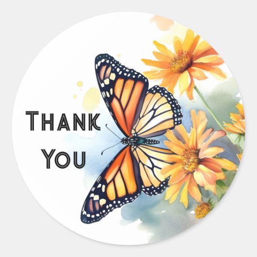 Dank je vlinder ronde sticker (Voorkant)