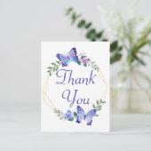 Dank Je Vlinders Blauwe Vlinder Trouwfeest Briefkaart (Staand voorkant)