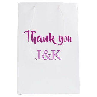 Dank je voeg koppel naam initiaal letter PURPER PI Medium Cadeauzakje