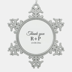 Dank je, voeg koppel naam initiele letter tekst da tin sneeuwvlok ornament