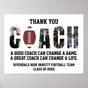 Dank je voetbalcoach Sport Van het team Cool Poster