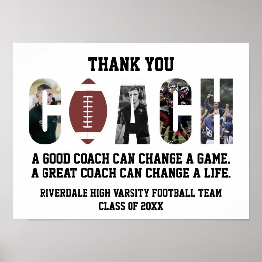 Dank je voetbalcoach Sport Van het team Cool Poster (Voorkant)
