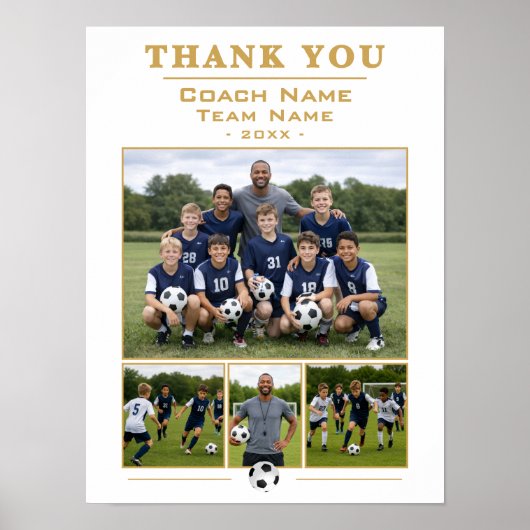Dank je voetbalteam coach cadeau poster (Voorkant)