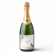 dank je vogel en bloem champagnefles label
