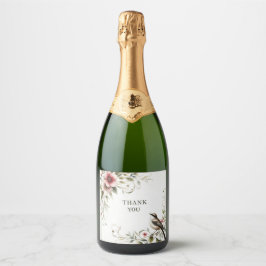 dank je vogel en bloem champagnefles label sparkling wijnetiket