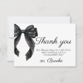 Dank je voor Black Bow French Bruidsdouche Bedankkaart (Voorkant)