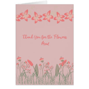 Dank je voor Bloemen Mama, kaart. Perzik Bloemen