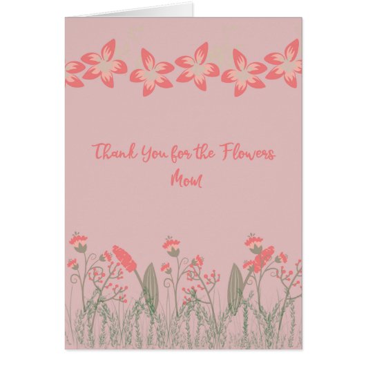 Dank je voor Bloemen Mama, kaart. Perzik Bloemen (Voorkant)