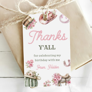 Dank je voor Cowgirl-verjaardagsfeestje in het Wil Cadeaulabel
