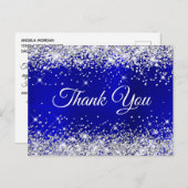 Dank je voor de 21e verjaardag met zilver glitter  briefkaart (Voorkant / Achterkant)