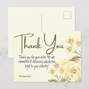 Dank je voor de aankoop Geel bloemschildering in w Briefkaart