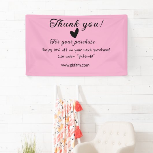 Dank je voor de aankoop roze familiebedrijf detail spandoek (Insitu)