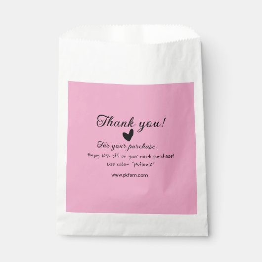 Dank je voor de aankoop van roze familiebedrijf de bedankzakje (Voorkant)