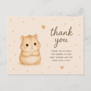 Dank je voor de babyhamster babyshower briefkaart