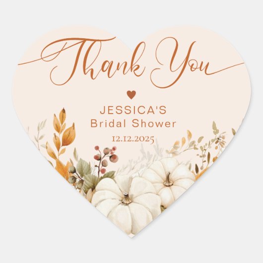 Dank je voor de bruids douche hart sticker (Voorkant)