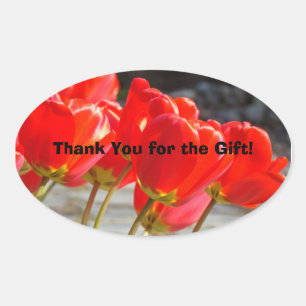 Dank je voor de cadeau! stickers zegels Rode Tulpe