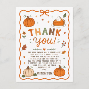 Dank je voor de Cutie Pie Pumpkin Baby Shower Briefkaart