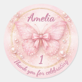 Dank je voor de eerste verjaardag van de lieve kle ronde sticker