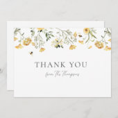 Dank je voor de gele wilde bloem bedankkaart (Voorkant / Achterkant)