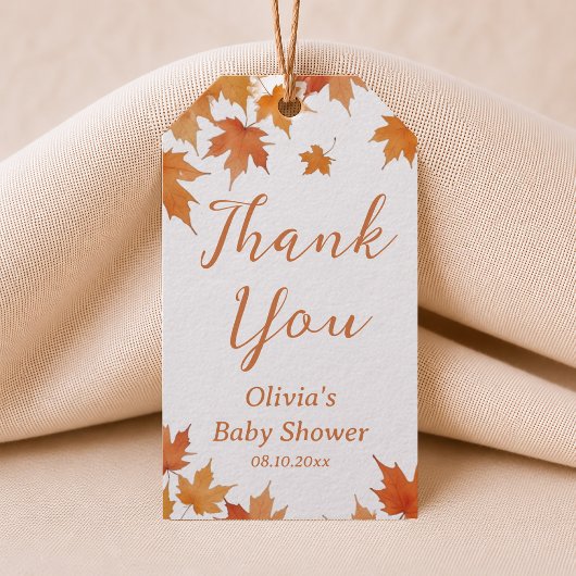 Dank je voor de herfst baby shower cadeaulabel