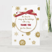 Dank Je Voor De Kerstmaaltijd Gouden Sneeuwvlokken Kaart (Voorkant)