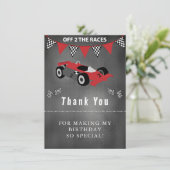 Dank je voor de verjaardag van de raceauto bedankkaart (Staand voorkant)