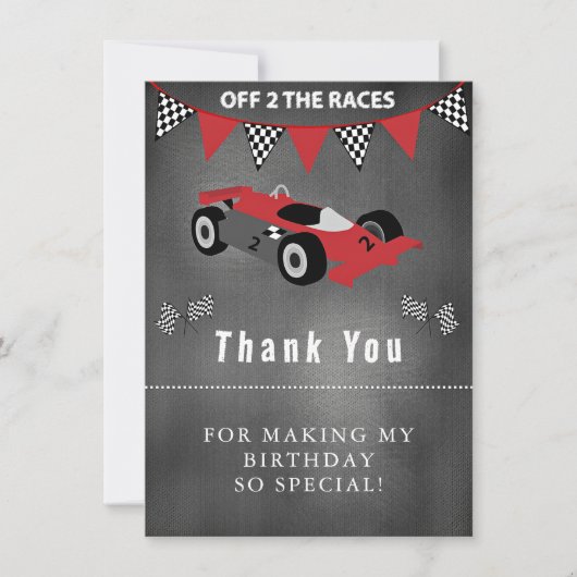 Dank je voor de verjaardag van de raceauto bedankkaart (Voorkant)