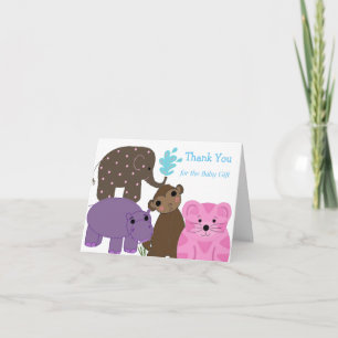 Dank je voor dierentuin baby shower bedankkaart