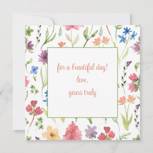 Dank je voor een mooie dag Bloemen Vlinders Bedankkaart (Achterkant)