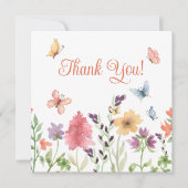 Dank je voor een mooie dag Bloemen Vlinders Bedankkaart (Voorkant)