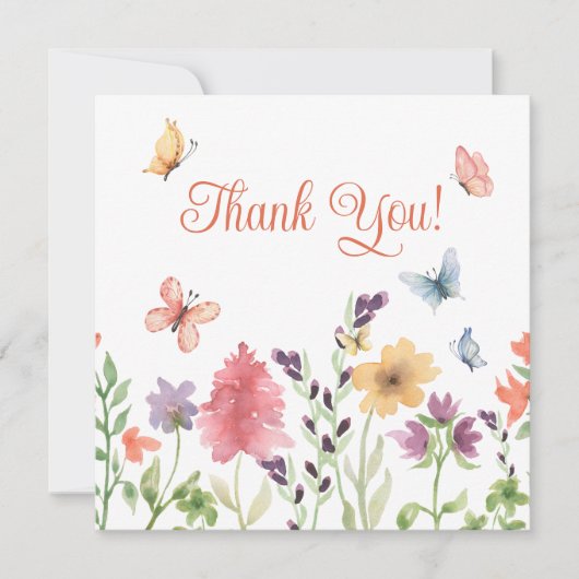 Dank je voor een mooie dag Bloemen Vlinders Bedankkaart (Voorkant)