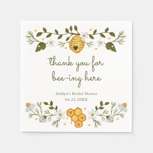 Dank je voor het 'Bee-ing' hier cocktail servetten (Voorkant)