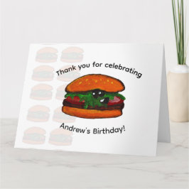 Dank je voor het Burger Verjaardagsfeestje Bedankkaart