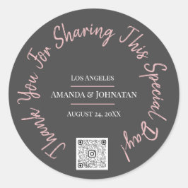 Dank je voor het delen van speciale dag witte QR-l Ronde Sticker