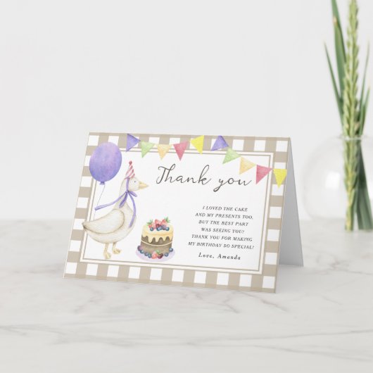 Dank je voor het domme ganzen-verjaardagsfeest bedankkaart (Voorkant)