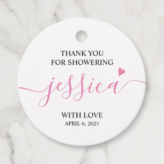 Dank je voor het douchen van de meisjesbaby shower bedankjes labels (Voorkant)