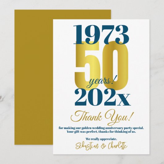 Dank je voor het feest ter ere van jullie 50-jarig bedankkaart (Voorkant / Achterkant)
