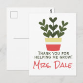 Dank je voor het helpen groeien | Leraar Briefkaart (Voorkant / Achterkant)
