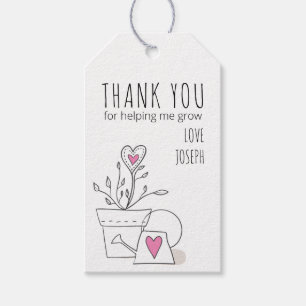 Dank je voor het helpen van mijn groei Roze Pothos Cadeaulabel