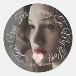 Dank je voor het komen Feestdatum Foto Hart Ronde Sticker