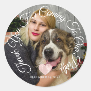 Dank je voor het komen Feestdatum Foto Hart Ronde Sticker