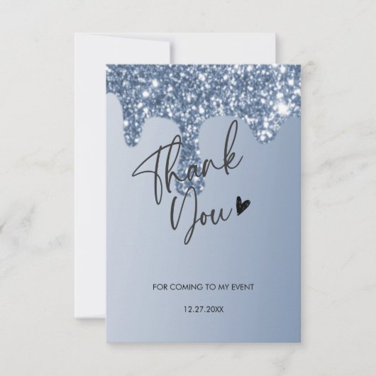 dank je voor het komen glinsterende druppel dank j bedankkaart (Voorkant)