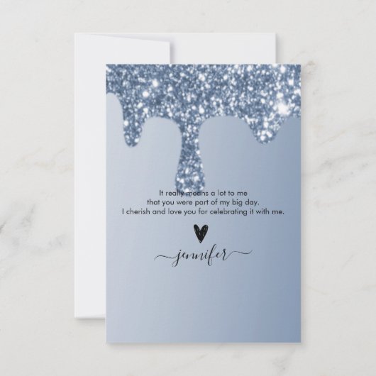 dank je voor het komen glinsterende druppel dank j bedankkaart (Achterkant)