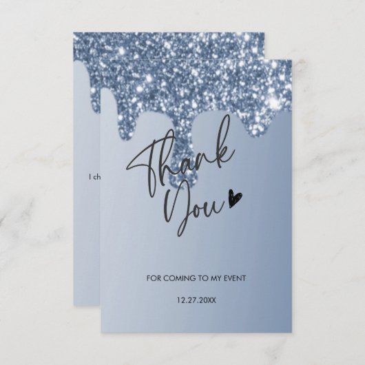 dank je voor het komen glinsterende druppel dank j bedankkaart (Voorkant / Achterkant)