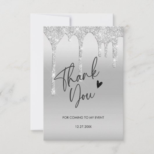 dank je voor het komen glinsterende druppel dank j bedankkaart (Voorkant)
